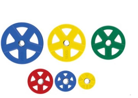 कम शोर भारोत्तोलन प्लेटें रबर लेपित संस्करण उच्च प्रभाव प्रतिरोध टिकाऊ प्लेटें भारी शुल्क जिम के लिए डिज़ाइन की गई