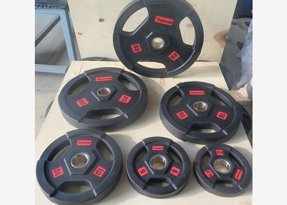 ब्लैक पु रबर बारबेल वेट प्लेट्स / वेट लिफ्टिंग प्लेट्स 2.5 - 25kgs