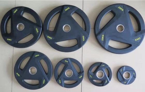 सभी वाणिज्यिक क्लबों के लिए बारबेल वजन प्लेट कम शोर रबर लेपित संस्करण इकाई वजन 2.5lb 20kgs टिकाऊ जिम उपकरण